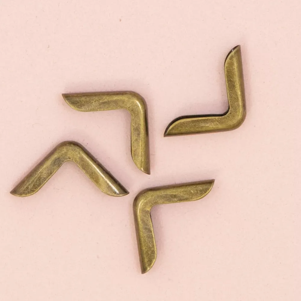 4 Esquineras Metálicas Mini Vintage Bronze Herrajes