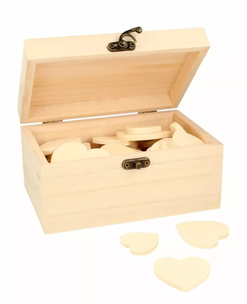 New Baúl de madera con 53 corazones Maderas