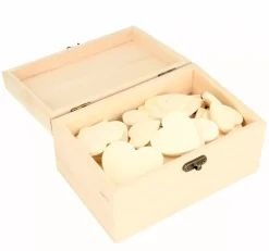 New Baúl de madera con 53 corazones Maderas