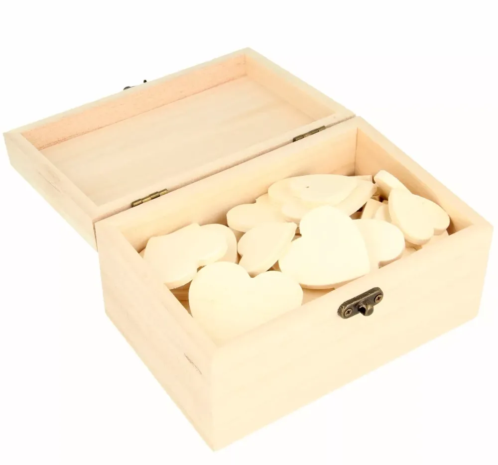 New Baúl de madera con 53 corazones Maderas