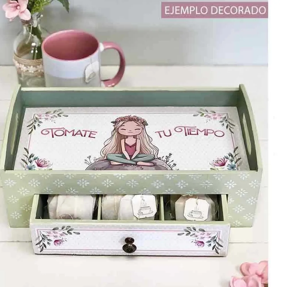 Discount Bandeja de madera para infusiones + Tela prediseñada Dayka Organización