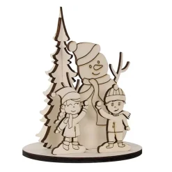 Online Bodegón de Madera Escena de Navidad Niños con Muñeco de Nieve Navidad|Maderas