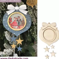 Bola con lazo y estrellas para colgar Dayka 26x30cm Navidad