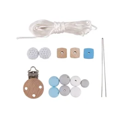Discount Cadena de Madera para Chupete Azul Maderas