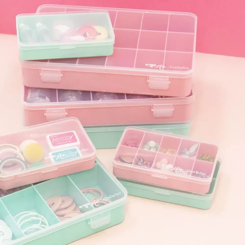 Best Caja con 17 Compartimentos Rosa Organización
