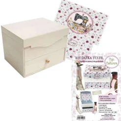 Caja costurero de madera con solapa y cajón Dayka 25x20cm Organización