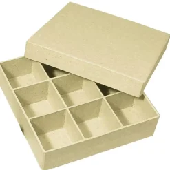 Hot Caja cuadrada compartimentos de papel maché Organización|Cartón Y Papel Maché