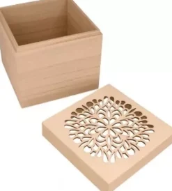 Best Caja Cuadrada de Madera con Filigrana Maderas|Organización