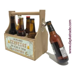 Caja de Cervezas de Madera con Abrebotellas + Tela Prediseñada Dayka Organización|Maderas