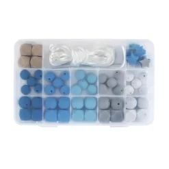 New Caja de Cuentas de Silicona Azules Bisutería