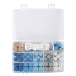New Caja de Cuentas de Silicona Azules Bisutería