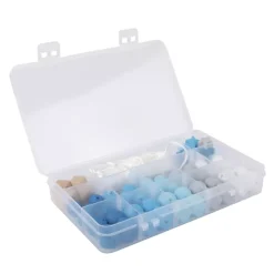 New Caja de Cuentas de Silicona Azules Bisutería