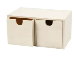 Caja de Madera 2 Cajones Maderas|Organización