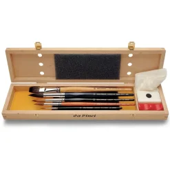 Hot Caja de madera 5 pinceles y accesorios 5240 Deluxe Pinceles Y Brochas