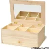 Discount Caja de madera con cajón, divisiones y espejo, Maderas