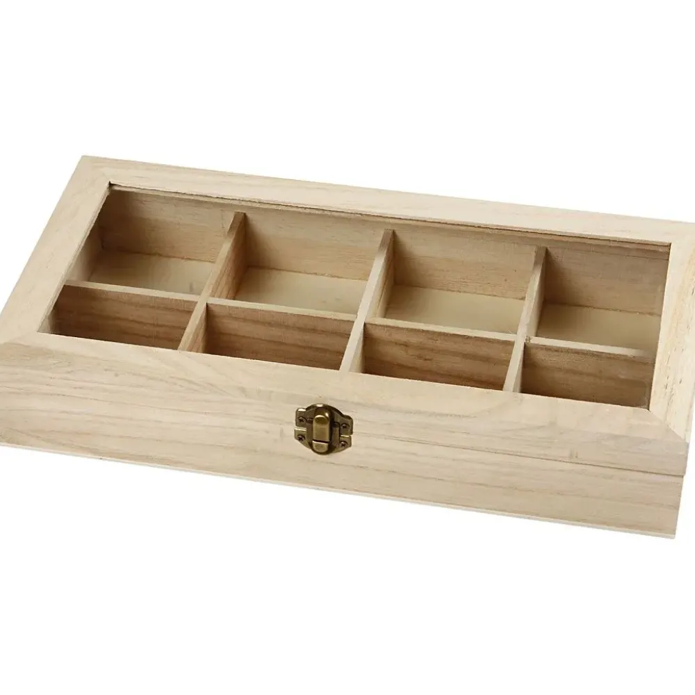 Online Caja de madera con tapa de vidrio Organización