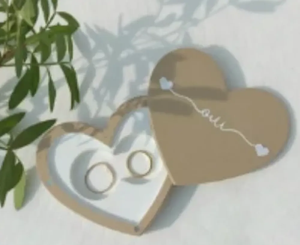 Discount Caja de Madera para Alianzas Corazones On se Marie Maderas
