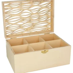 Caja de madera para té Ondas Boho Organización