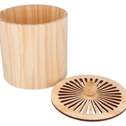 New Caja de madera redonda grande Boho Organización