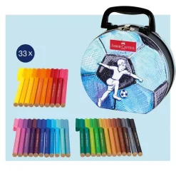 New Caja de Metal 30 Rotuladores Maletín Fútbol Connector Niños Niños Y Regalos