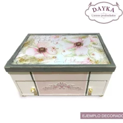 Hot Caja Maquillaje Flores + Tela Prediseñada Dayka Organización
