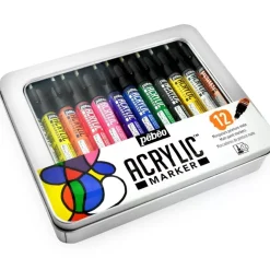 Sale Caja Metálica 12 Rotuladores Acrilic Marker 1.2mm Rotuladores