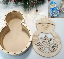 Discount Caja muñeco de nieve 20x14cm Organización|Navidad