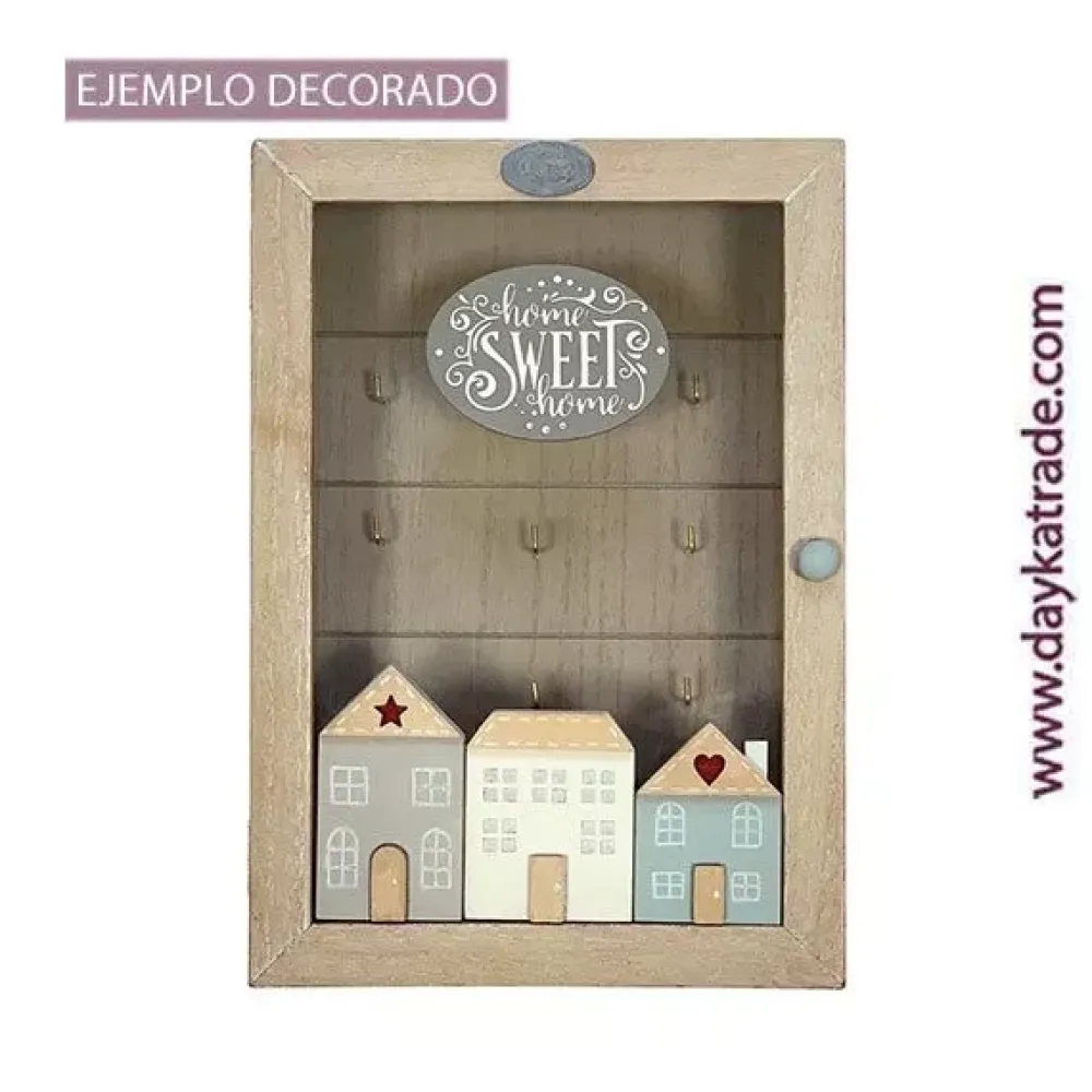 Discount Caja para llaves con casitas de madera Dayka Organización