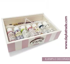 Discount Cajita de Madera Mini Maletín de Artista Dayka Pinturas Acrílicas