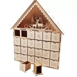 Outlet Calendario de Adviento casa ciervos madera 24 cajones Artemio Organización|Maderas