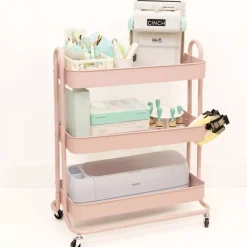 Clearance Carrito Con 3 Bandejas Rosa 60cm Organización
