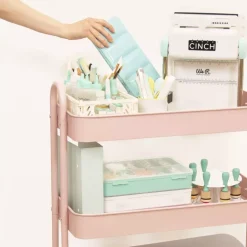 Clearance Carrito Con 3 Bandejas Rosa 60cm Organización