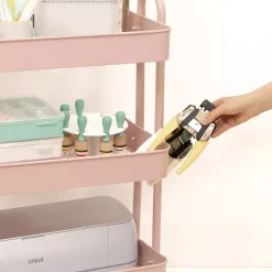 Clearance Carrito Con 3 Bandejas Rosa 60cm Organización