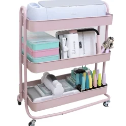 Clearance Carrito Con 3 Bandejas Rosa 60cm Organización