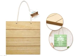 Clearance Cartel de Madera de Listones Cuadrado 40cm Maderas