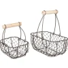 Online Cestas de Metal con Asa de Madera Maderas