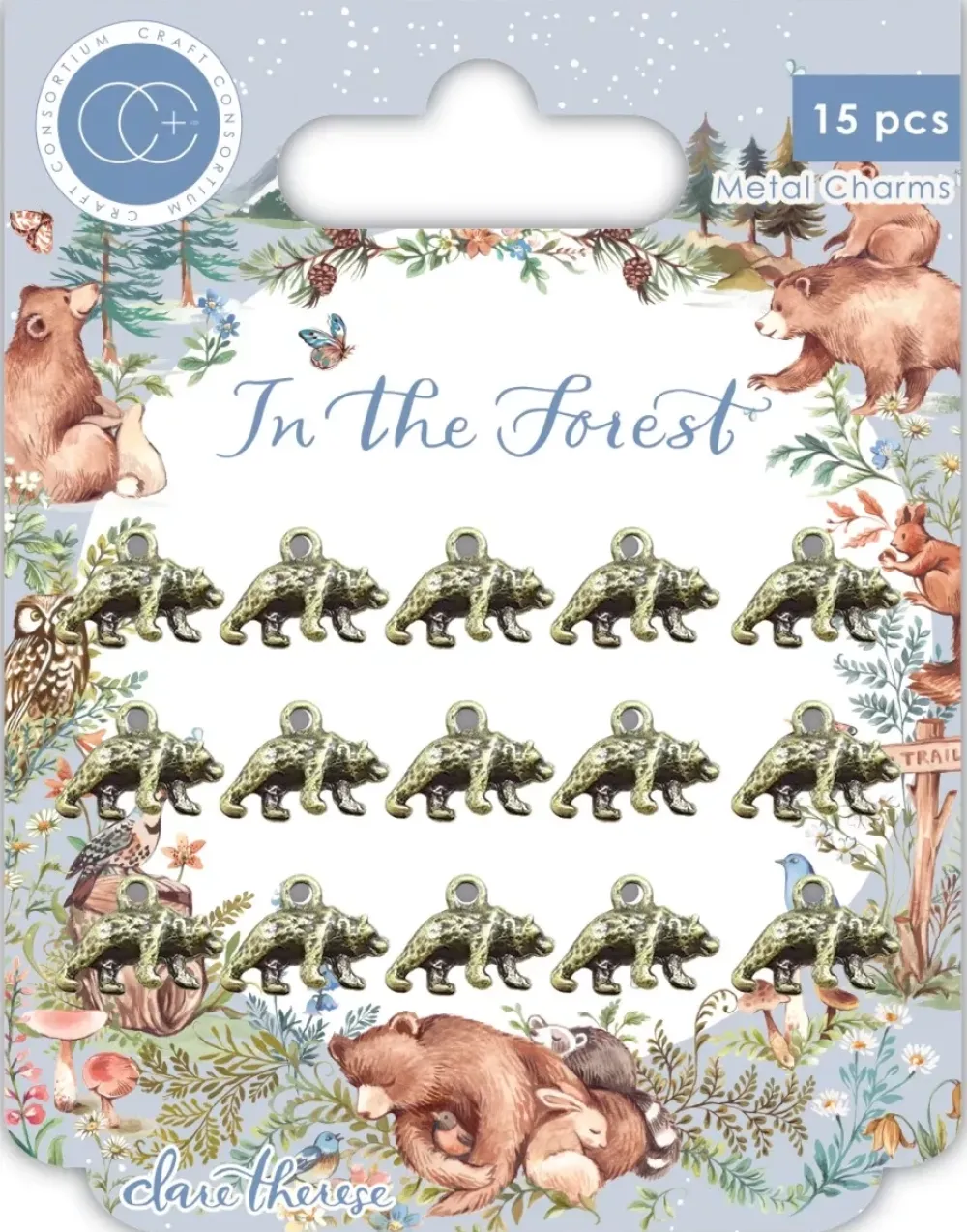 Discount Charms Metálicos Bear In The Forest Telas, Sedas Y Fieltro