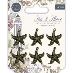 Outlet Charms Metálicos Estrellas de Mar Sea and Shore Telas, Sedas Y Fieltro
