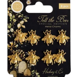 Clearance Charms Metálicos Gold Bees Tell the Bees Telas, Sedas Y Fieltro