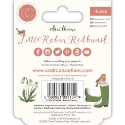 Clearance Charms Metálicos Little Robin Redbreast Telas, Sedas Y Fieltro