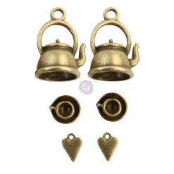 Online Charms Metálicos Tetera y Corazones Golden Desert Prima Telas, Sedas Y Fieltro