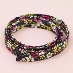 Sale Cinta de Ecopiel Flores Negro 1cm Telas, Sedas Y Fieltro
