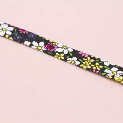 Sale Cinta de Ecopiel Flores Negro 1cm Telas, Sedas Y Fieltro