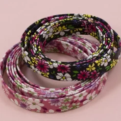 Sale Cinta de Ecopiel Flores Negro 1cm Telas, Sedas Y Fieltro