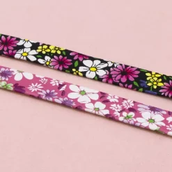 Cinta de Ecopiel Flores Rosa 1cm Telas, Sedas Y Fieltro
