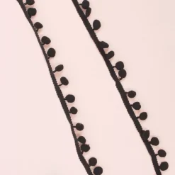 Clearance Cinta de Pompón Negra 12mm Telas, Sedas Y Fieltro