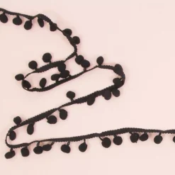 Clearance Cinta de Pompón Negra 12mm Telas, Sedas Y Fieltro