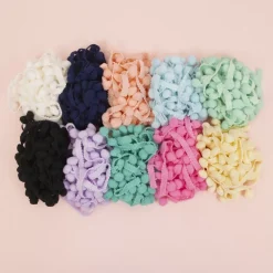 Clearance Cinta de Pompón Rosa Bebé 12mm Telas, Sedas Y Fieltro