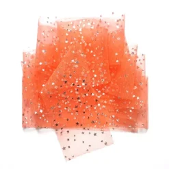 Best Cinta de Tul con Estrellas Plateadas Naranja 60mm Telas, Sedas Y Fieltro