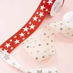 New Cinta Estampada Estrellitas Crema 40mm Telas, Sedas Y Fieltro